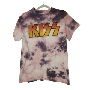 KISS Pink/Purple Tie Dye Band Tee Size S 100% Cotton From 2020 Short Sleeve